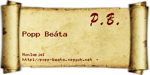 Popp Beáta névjegykártya